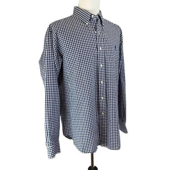 RALPH LAUREN Blue Check Gingham Plaid Long Sleeve Button Front Shirt Size‎ XL - Picture 2 of 13